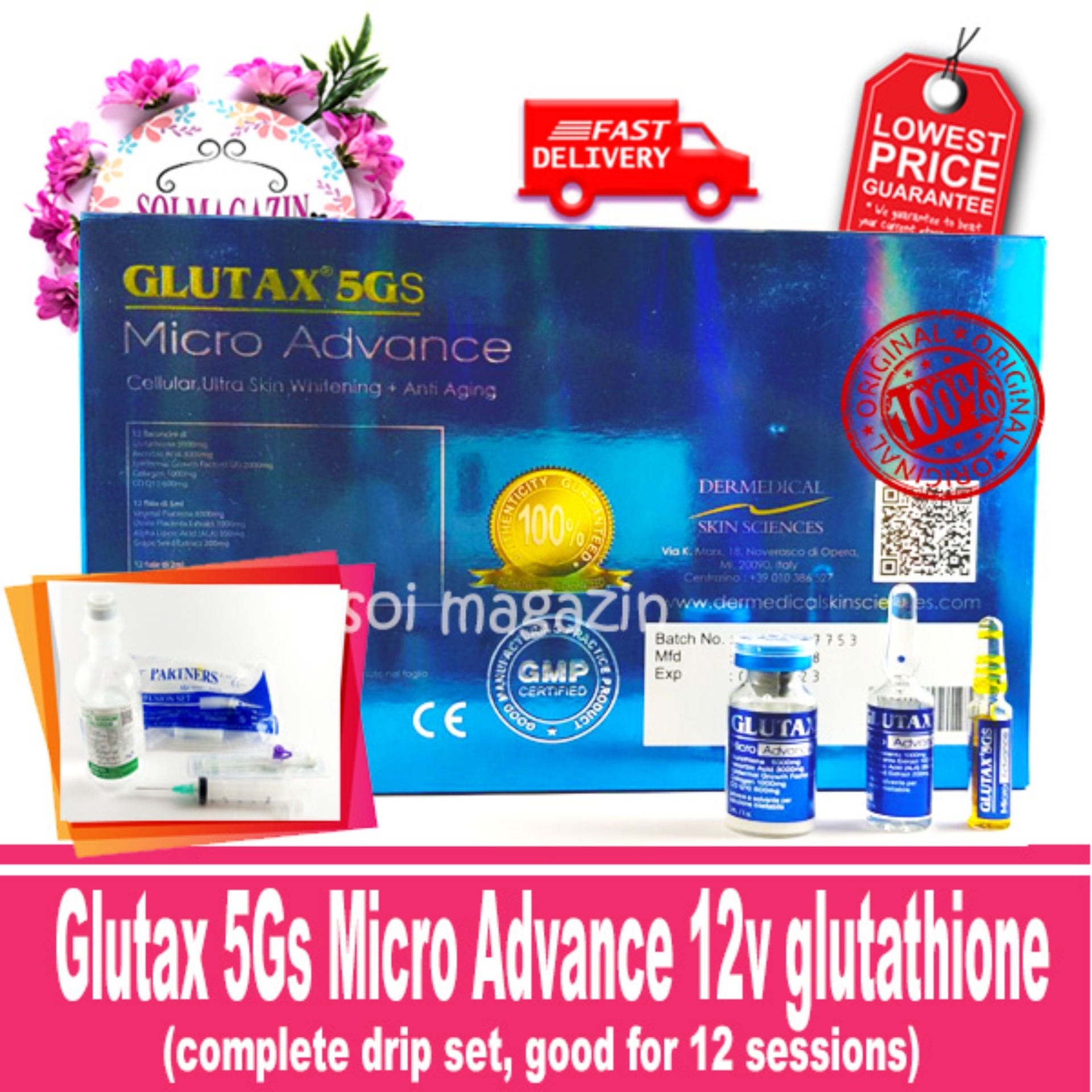 Glutax 5gs Micro Advance Glutathione 5000mg 12 Sessions