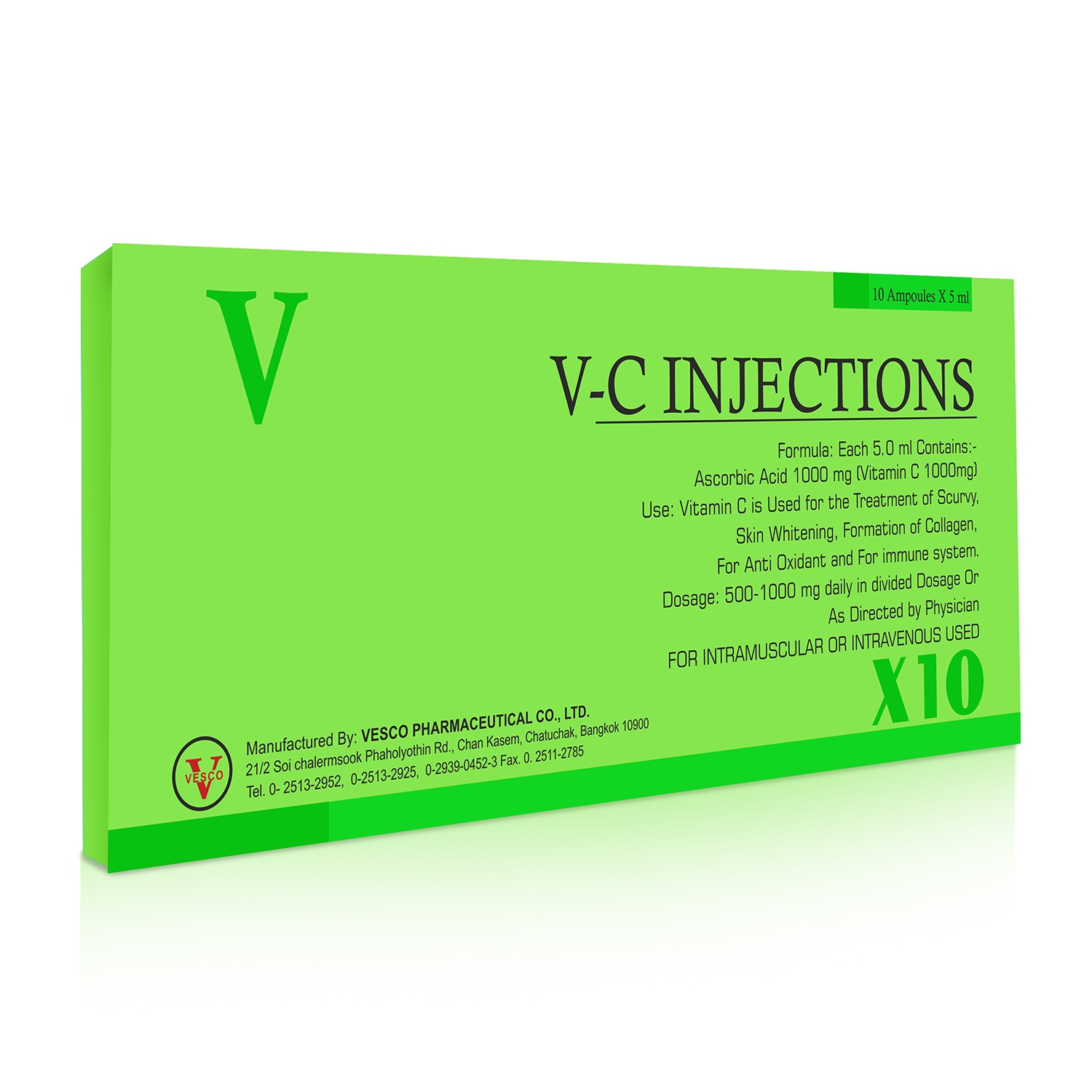 Vitamin C 1000mg Injections 10 Ampoules
